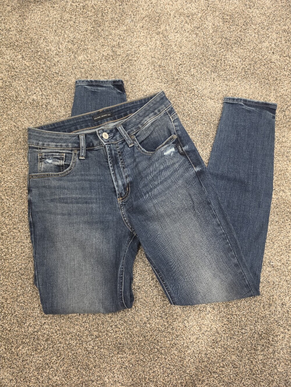 Silver Blue Slim Fit Stretch Jeans